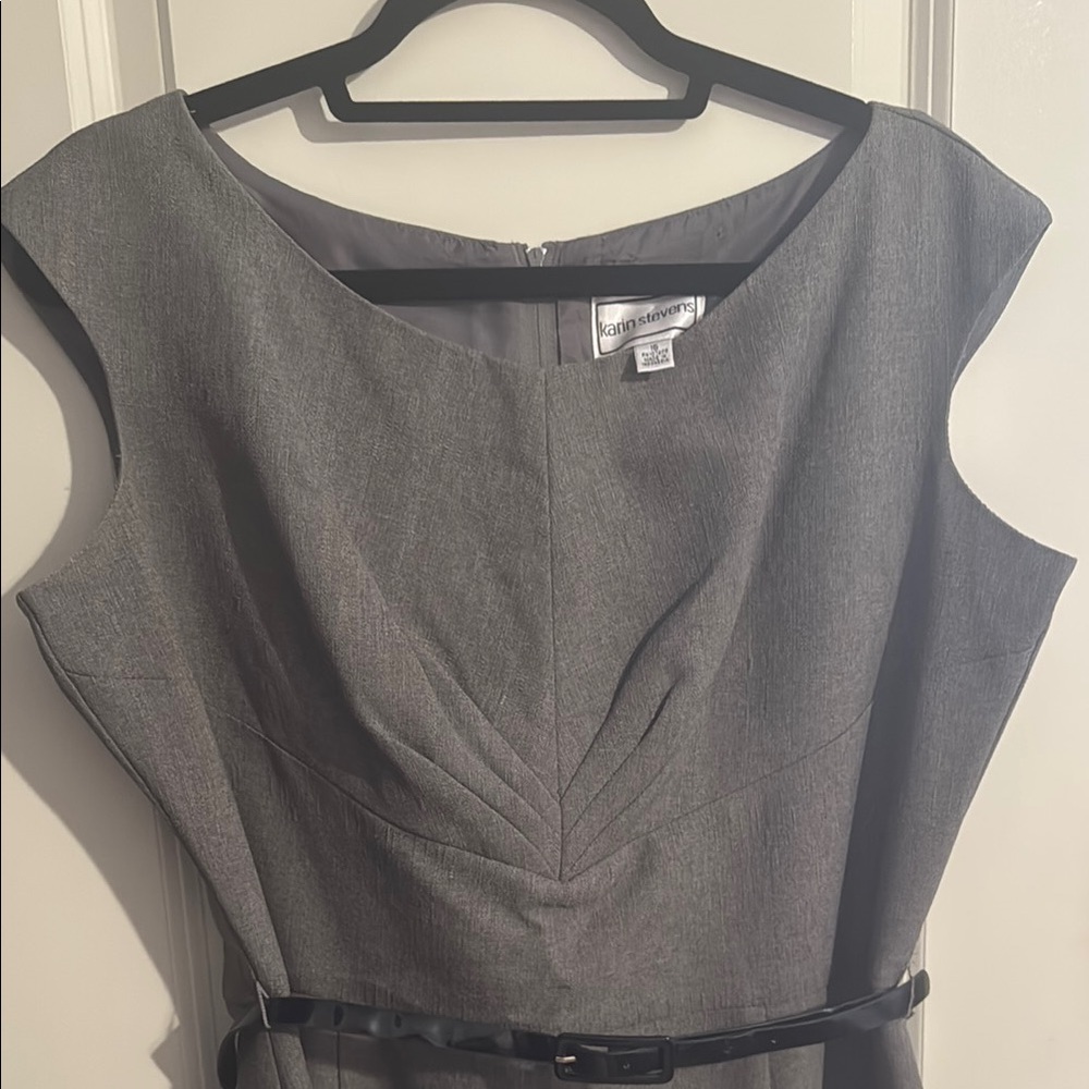 Karin Stevens Charcoal Midi Dress with Belt